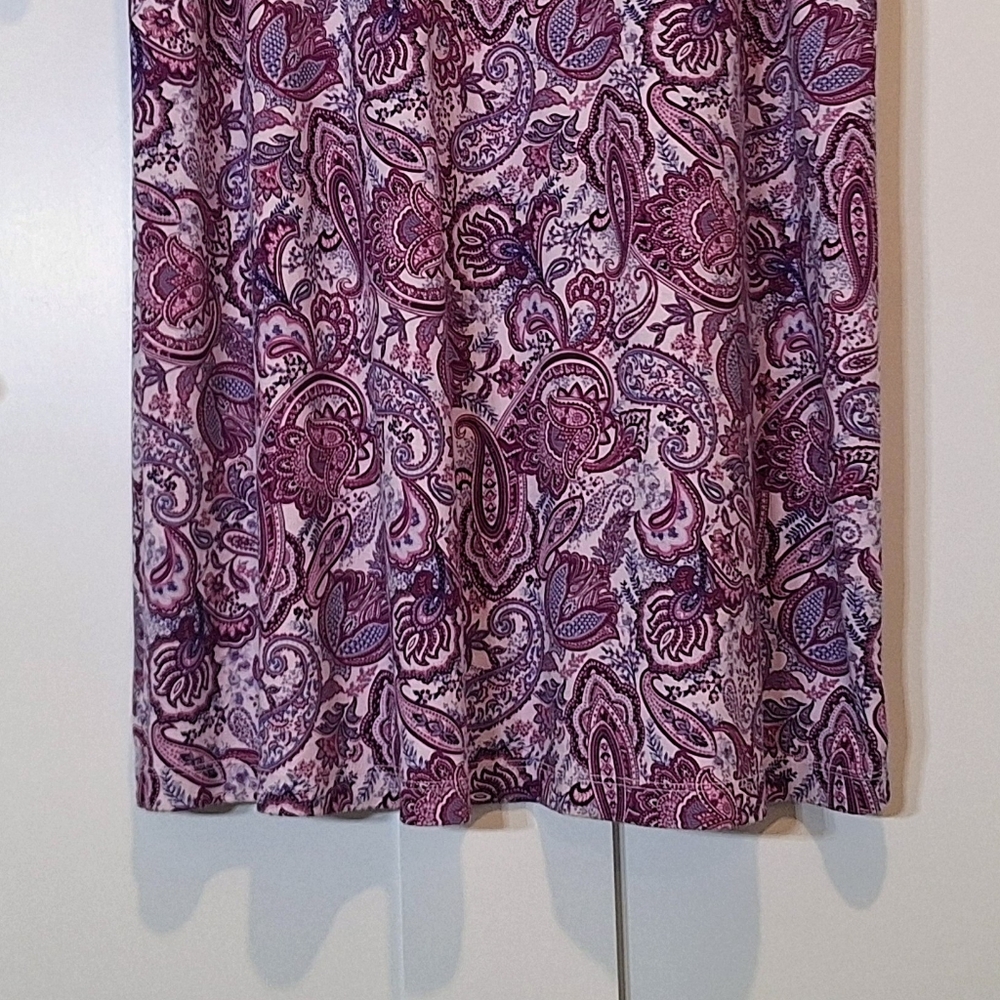Lands' End Cotton Paisley Night Gown Long Sleeve Size XL Purple Pink - Picture 4 of 9